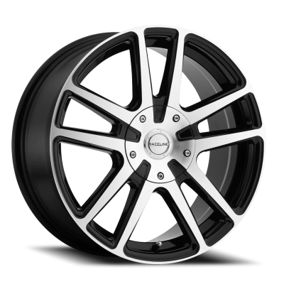 Aluminum Wheels 17x7.5 Encore 145M Machined Face Black Split Spoke 40 Offset 4 on 100/4 on 108 Bolt Pattern 72.62 Bore Raceline