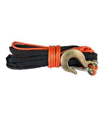 50 Foot Synthetic Rope Assembly 3/16 Inch x 50 Foot Includes Hook 2500-3500 LB Break Force Black/Orange Mile Marker