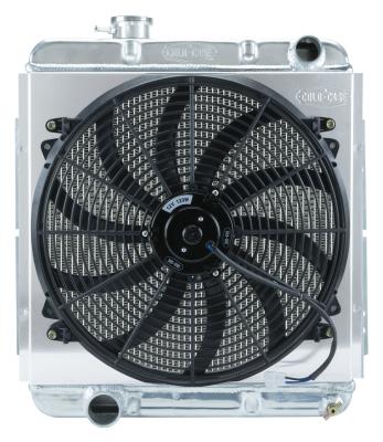 Mustang Aluminum Radiator and 16 Inch Fan Kit 64-66 Mustang 5.0 Manual Cold Case Radiators