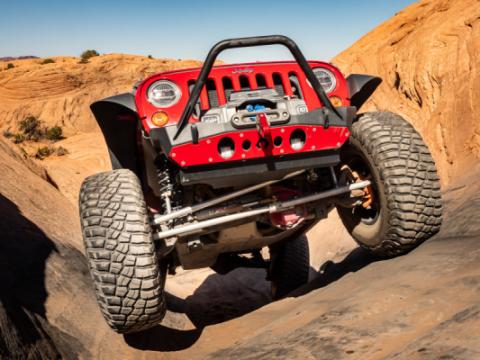 Powdercoat Nighthawk Mid-tube Stinger Front Bumper with Aluminum Skid for JK, JL, and JT - Black Powdercoat Artec Industries