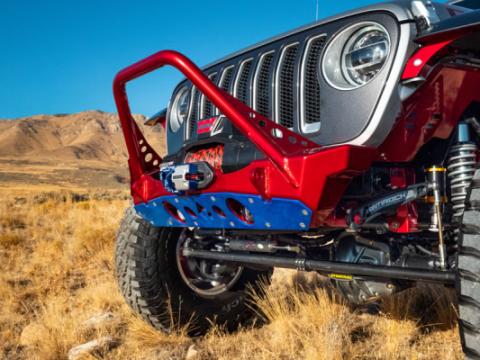 Powdercoat Nighthawk Mid-tube Stinger Front Bumper with Aluminum Skid for JK, JL, and JT - Black Powdercoat Artec Industries