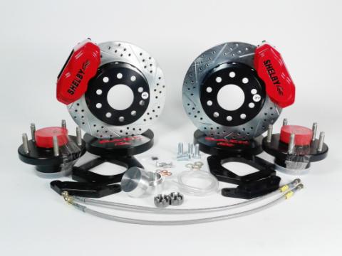 Brake System 11 Inch Front SS4+ Shelby Logo Red 71-73 Mustang Stock Disc Spindle Only BAER Brakes