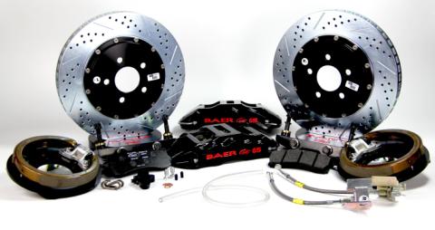 Brake System 14 Inch Rear Extreme+ with Park Brake Black Ford 9 Inch Torino 5 on 5 BAER Brakes