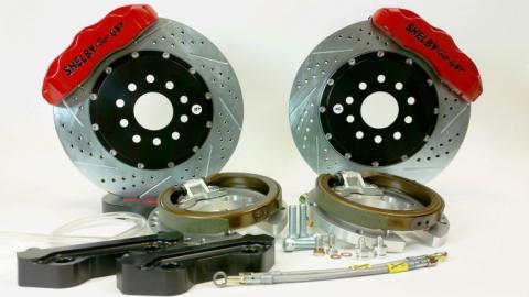 Brake System 13 Inch Rear Pro+ w/Park Brake Shelby Logo Red 67-73 Mustang 8 or 9 Inch Rear BAER Brakes