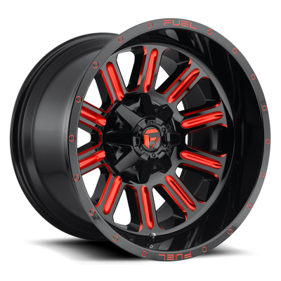 Aluminum Wheels 22X12 Hardline D621 5 On 114.3/5 On 127 Gloss Black/Candy Red 78.1 Bore -44 Offset Fuel Off Road Wheels