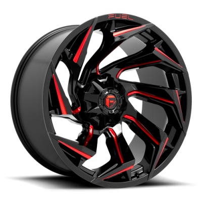 Aluminum Wheels 22X10 Reaction D755 5 On 114.3/5 On 127 Gloss Black Milled Red Tint 78 Bore -18 Offset Fuel Off Road Wheels