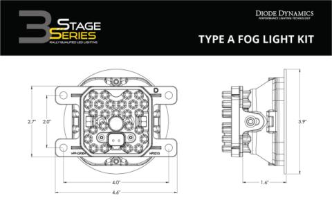 SS3 LED Fog Light Kit for 2015-2021 Subaru Impreza (w/ Eyesight Package) White SAE Fog Sport w/ Backlight Diode Dynamics