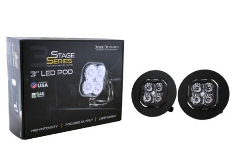 SS3 LED Fog Light Kit for 2007-2013 GMC Sierra 1500 White SAE Fog Pro w/ Backlight Diode Dynamics