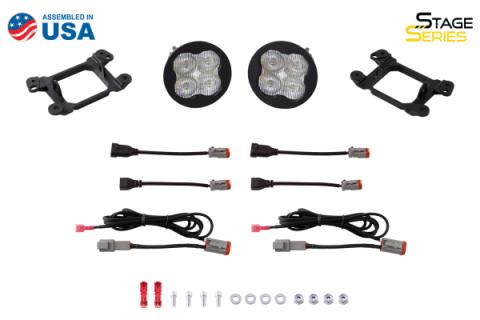 SS3 LED Fog Light Kit for 2011-2013 Jeep Grand Cherokee White SAE Fog Sport w/ Backlight Type M Bracket Kit Diode Dynamics