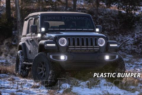SS3 LED Fog Light Kit for 2018-2021 Jeep JL Wrangler White SAE Fog Sport w/ Backlight Type M Bracket Kit Diode Dynamics