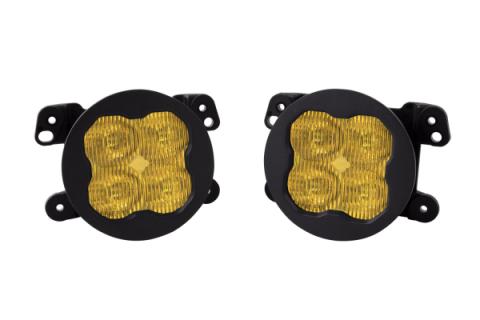 SS3 LED Fog Light Kit for 2011-2013 Jeep Grand Cherokee Yellow SAE Fog Sport w/ Backlight Type M Bracket Kit Diode Dynamics