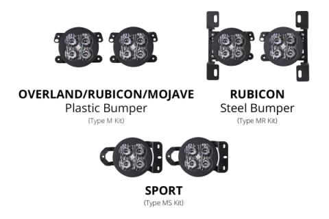 SS3 LED Fog Light Kit for 2020-2021 Jeep Gladiator Yellow SAE Fog Sport w/ Backlight Type MR Bracket Kit Diode Dynamics