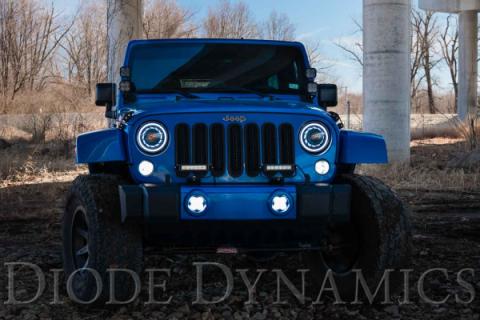 SS3 LED Fog Light Kit for 2007-2018 Jeep JK Wrangler White SAE Fog Pro w/ Backlight Type MR Bracket Kit Diode Dynamics