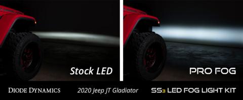 SS3 LED Fog Light Kit for 2020-2021 Jeep Gladiator Yellow SAE Fog Pro w/ Backlight Type MS Bracket Kit Diode Dynamics