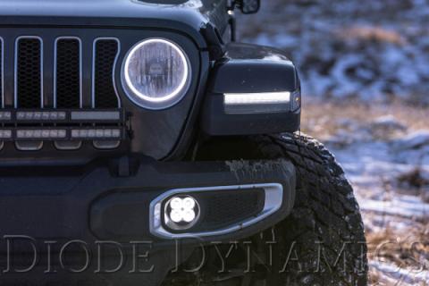 SS3 LED Fog Light Kit for 2018-2021 Jeep JL Wrangler White SAE Fog Max w/ Backlight Type MS Bracket Kit Diode Dynamics