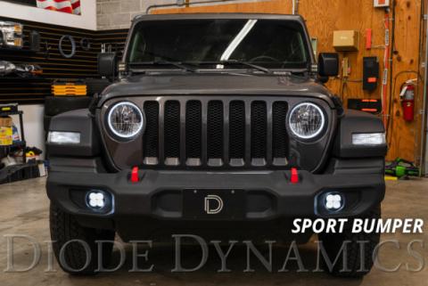 SS3 LED Fog Light Kit for 2018-2021 Jeep JL Wrangler White SAE Fog Max w/ Backlight Type MS Bracket Kit Diode Dynamics