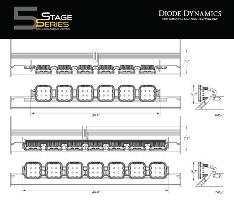 SS5 6-Pod CrossLink Mounting Kit for Prinsu/Sherpa Roof Racks, Pro Yellow Combo Diode Dynamics
