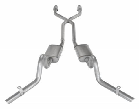 Crossmember Back w/X-Pipe Exhaust System 78-88 EL Camino Exc SS Split Rear Dual Exit 2.5 in Intermediate And Tail Pipe Muffler And Tip Not Incl Natural Finish 409 Stainless Steel Catalytic Converter Incl Pypes Exhaust