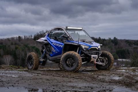 2022-Up Polaris RZR PRO R T304 Single Slip-on Dual Outlet Performance Series Exhaust with Carbon Fiber Tips MBRP