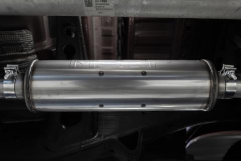 2019-Up Silverado/Sierra 1500 2.7L Armor BLK, Aluminized Steel 3 Inch Cat-Back, 2.5 Inch Dual Split Rear Exit MBRP