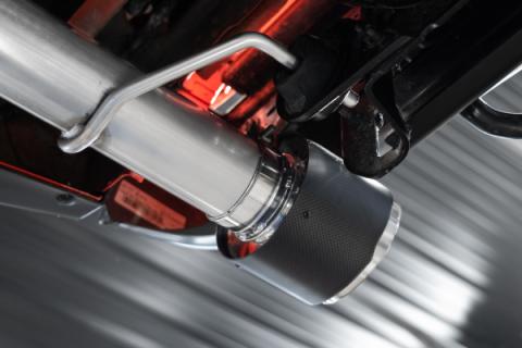 2021-Up Ford F-150 Raptor 3.5L EcoBoost HO 3 Inch Axle-Back Dual Rear Exit T304 Stainless Steel with Carbon Fiber Tips MBRP