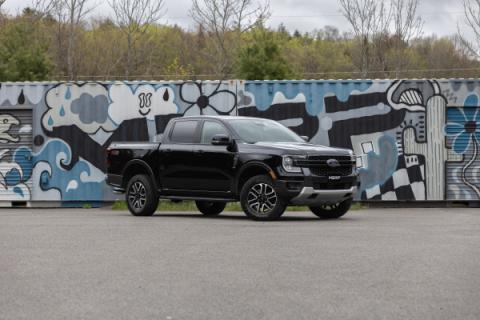 2024-Up Ford Ranger 2.3L Ecoboost Armor BLK Black-Coated Aluminized Steel 3-Inch Cat-Back Single Side Exit with Polished Tip MBRP