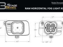 SS3 LED Fog Light Kit for 2009-2012 Ram 1500 Yellow SAE Fog Pro w/ Backlight Diode Dynamics