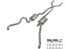 1966-71 Ford Fairlane 2.5 Inch H-Pipe Crossmember Back Quarter Panel Exit Exhaust Race Pro Mufflers Pypes Performance Exhaust