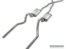 Crossmember Back w/X-Pipe Exhaust System 65-70 Convertible Mustang Split Rear Dual Exit 2.5 in Intermediate And Tail Pipe Violator Muffler Incl Hardware Incl Tip Not Incl Pypes Exhaust