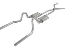 1965-1970 Mustang 2.5 Inch Crossmember Back Exhaust System With H-Bomb H-Pipe 409 Stainless Turbo Pro Mufflers SFM43T