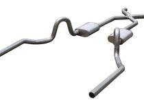Crossmember Back w/X-Pipe Exhaust System 64-72 A-Body Split Rear Dual Exit 2.5 in Intermediate And Tail Pipe Race Pro Muffler/Hardware Incl Tip Not Incl Pypes Exhaust