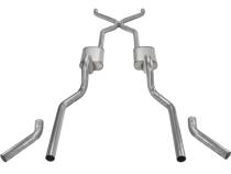 1955-1957 Tri-Five Chevy 2.5 Inch Crossmember Back Exhaust System With H-Bomb H-Pipe 409 Stainless No Mufflers Pypes Performance Exhaust