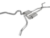 Crossmember Back w/H-Pipe Exhaust System 62-67 Nova Split Rear Dual Exit 2.5 in Intermediate And Tail Pipe Hardware Incl Muffler And Tip Not Incl Pypes Exhaust