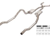1966-1974 Mopar B-Body 3 Inch Crossmember Back Exhaust System With H-Pipe 409 Stainless With No Mufflers SMB43